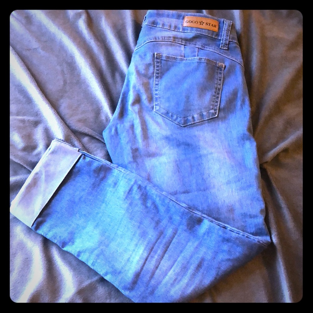 Blue denim capris